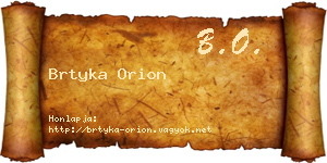 Brtyka Orion névjegykártya